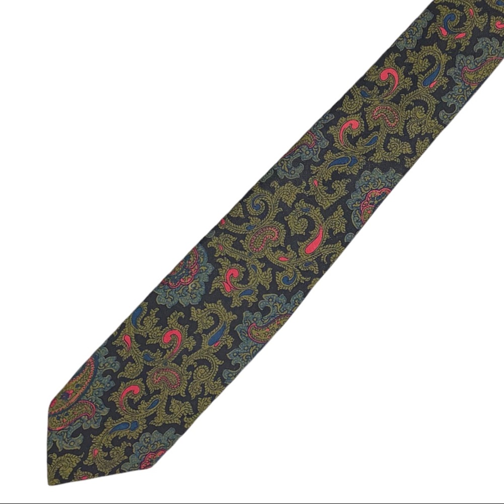 VTG Christian Dior Paris Paisley Green & Pink Men’s Neck Tie